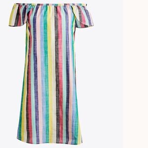 J. Crew Striped off-the-shoulder dress